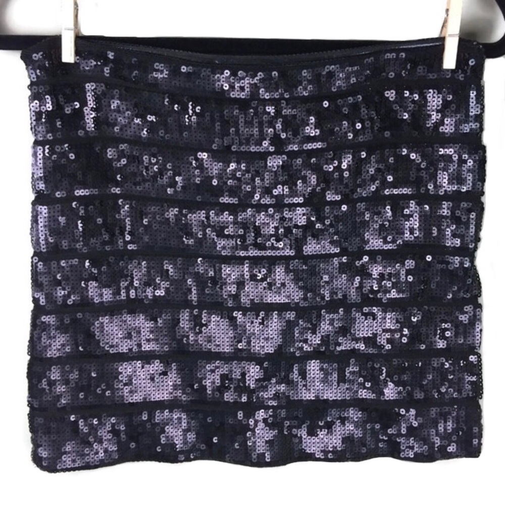 NWOT Costa Blanca Black Sequined Mini Skirt Size XS